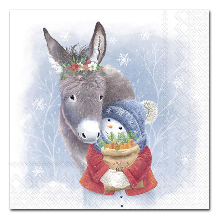Cuddle Snowman & Donkey Paper Luncheon Napkins