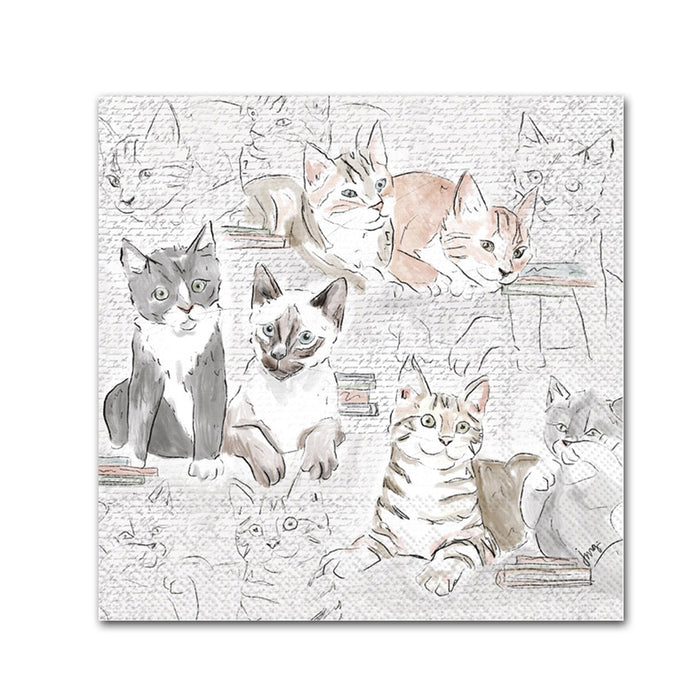 Library Cats Paper Beverage Napkins