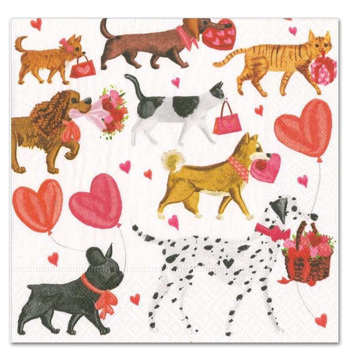 Valentine Pet Parade Paper Luncheon Napkins