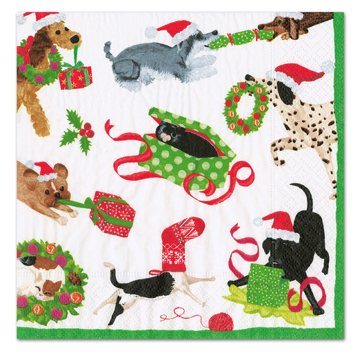 Pups Christmas Mischief Paper Luncheon Napkins