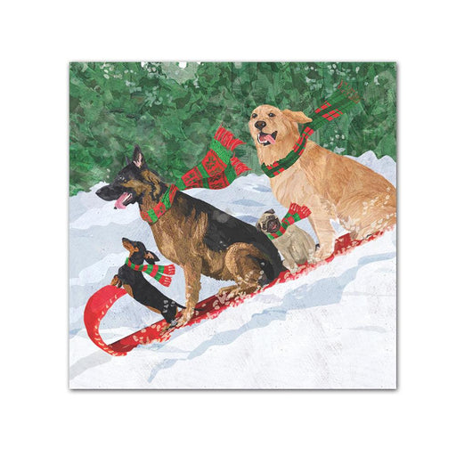 Tobogganing Dogs Paper Beverage Napkins