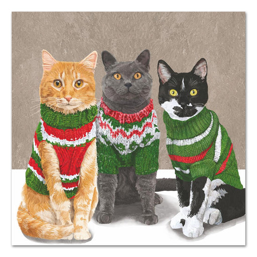 Christmas Sweater Cats Paper Luncheon Napkins