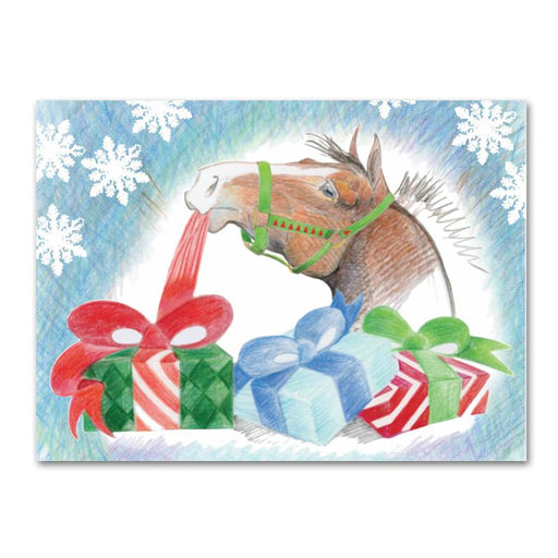Unwrapping Gifts Horse Christmas Cards