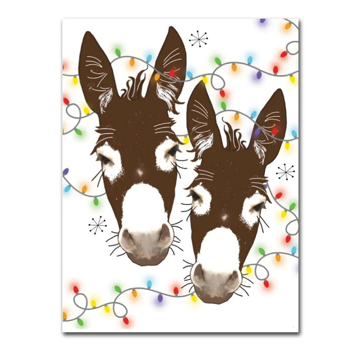Donkey Christmas Lights Holiday Cards