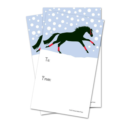 Galloping Horse In Snow Holiday Gift Tags