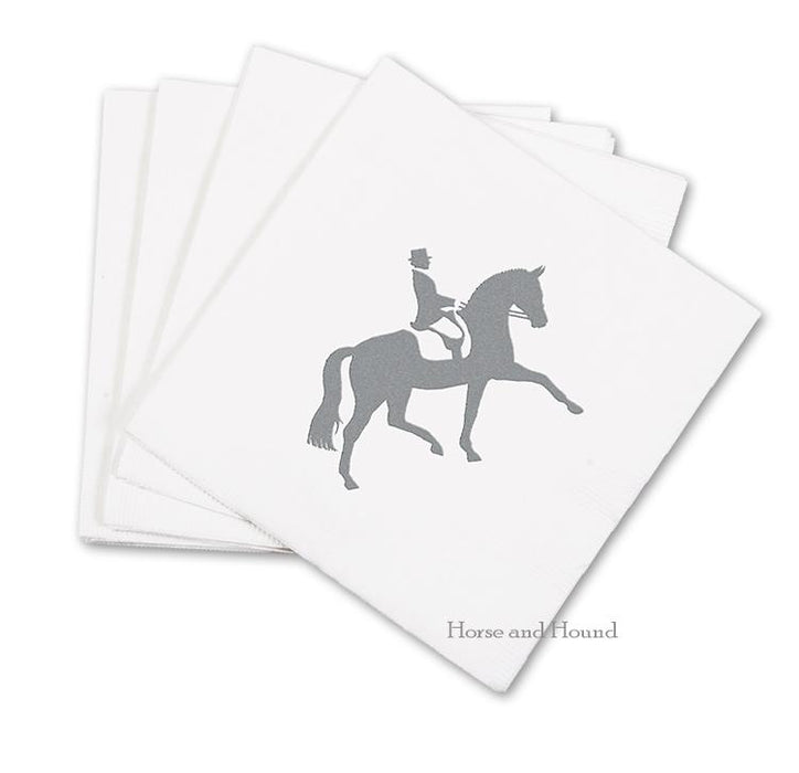 Silver Dressage Horse Paper Beverage Napkins - Pkg 50