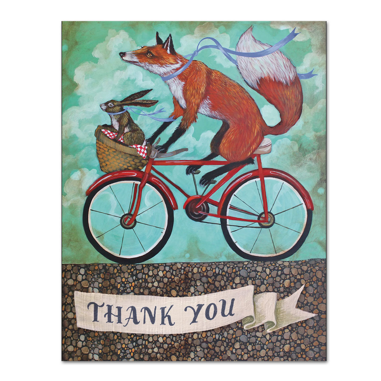 Fox Bicycle Thank You Note Card — Horse and Hound Gallery