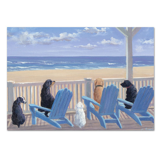 Dogs on Porch Deck Chairs Note Cards