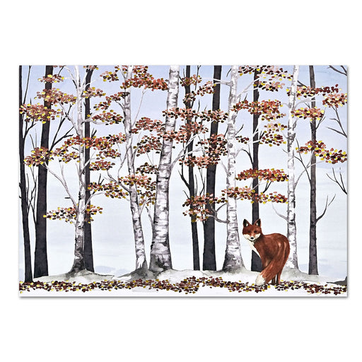 Fox and Birches Holiday Cards