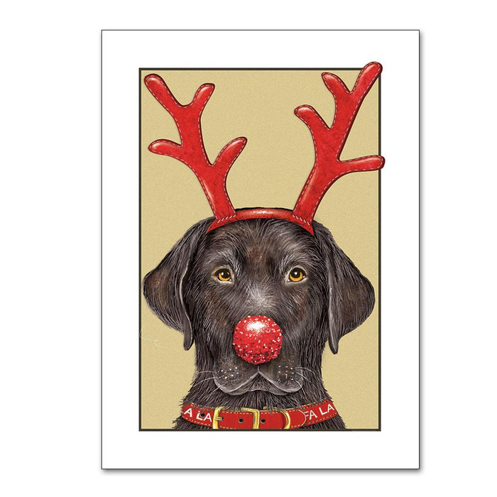 Rudolf Black Lab Christmas Cards