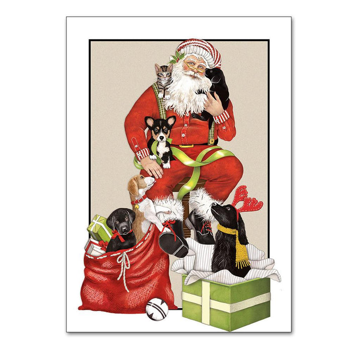Santa and Puppies Chrstmas Cards