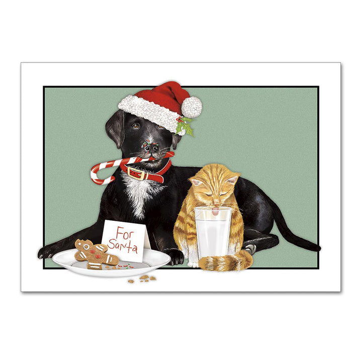 Santa's Cookies Dog & Cat Christmas Cards