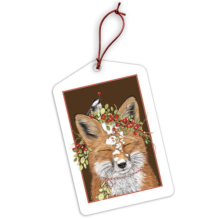 Winter Berry Fox Holiday Gift Tags