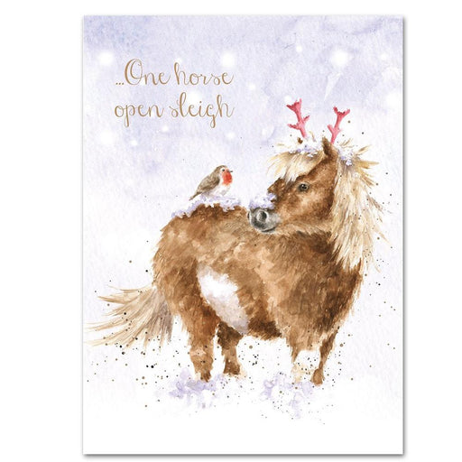 One Horse Open Sleigh Christmas Card by Wrendale