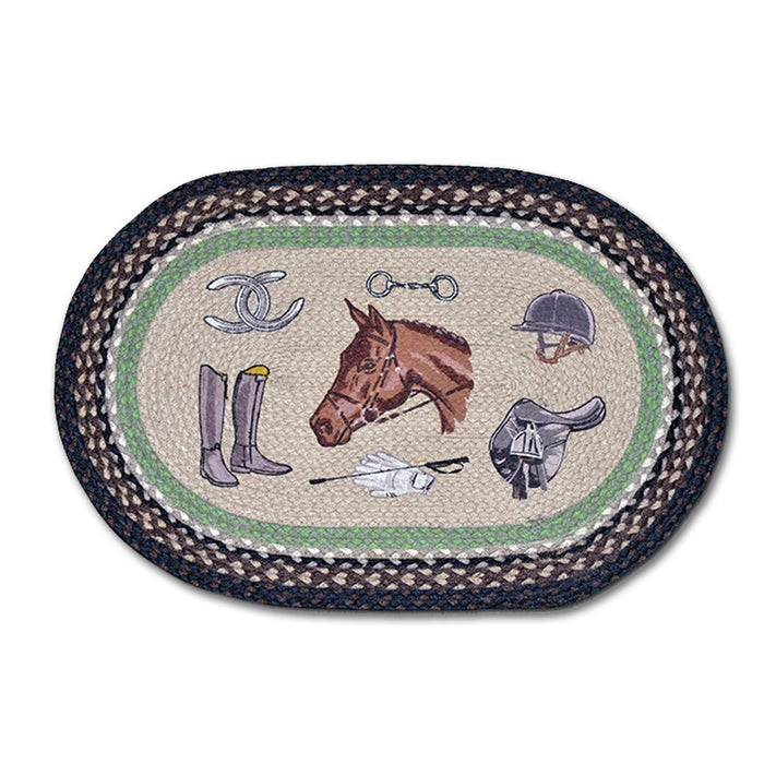 Equestrian Tack Braided Oval Accent Rug