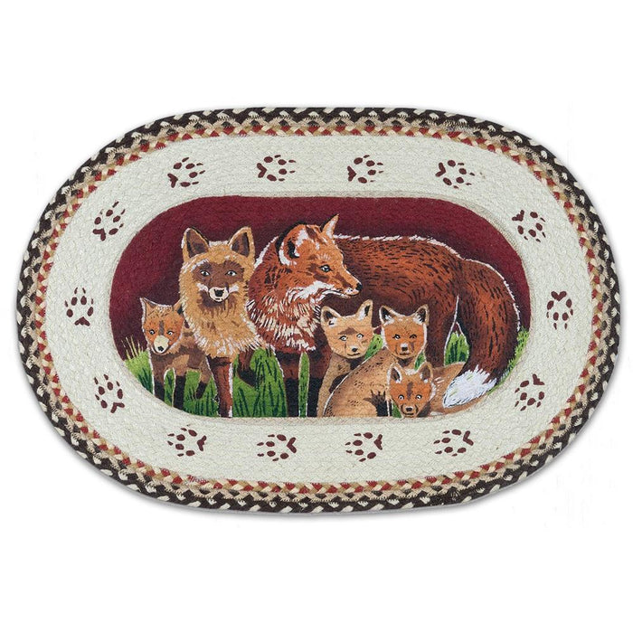 Fox Family Braided Oval Accent Rug
