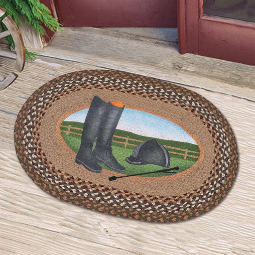 Boots & Helmet Equestrian Braided Accent Rug