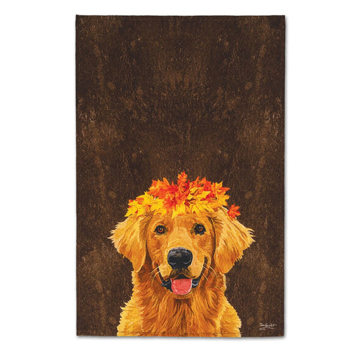 Golden Autumn Dog Kitchen Towel