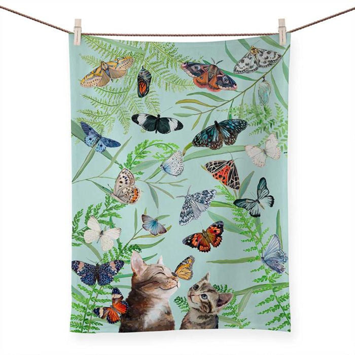 Kittens & Butterflies Cotton Tea Towel