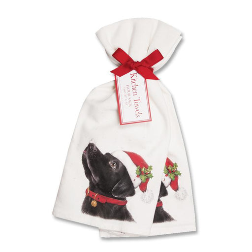 Black Lab Christmas Kitchen Towels -  - Set of 2