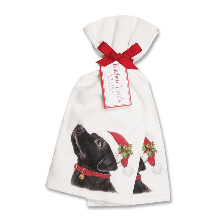 Black Lab Christmas Kitchen Towels -  - Set of 2