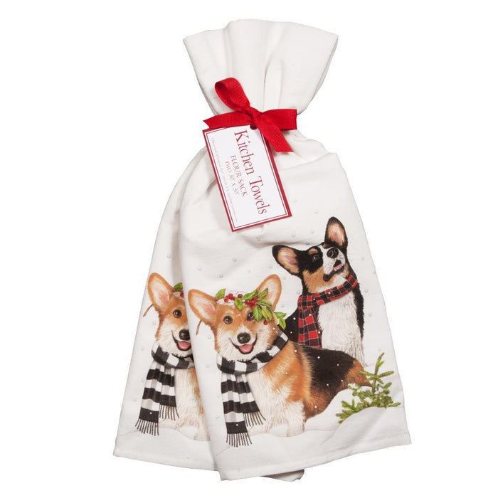 Corgis Winter Fun Kitchen Towels - Set of 2