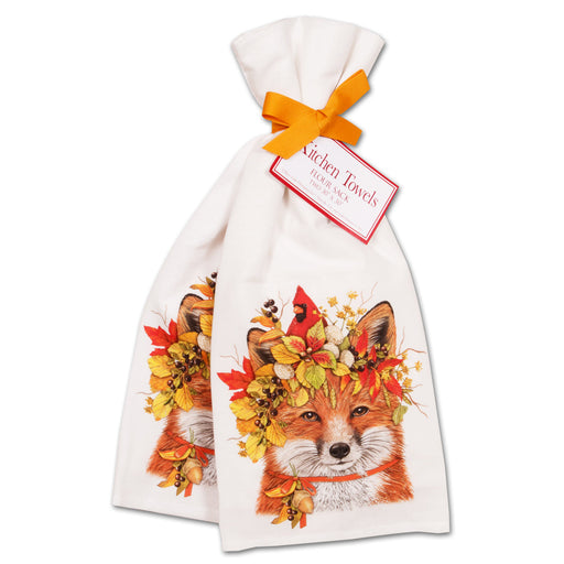 Autumn Fox Cotton Kitchen Towels - Set of 2