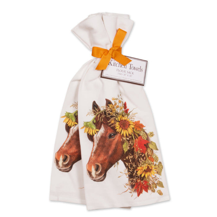 Autumn Horse Cotton Kitchen Towels - Set of 2