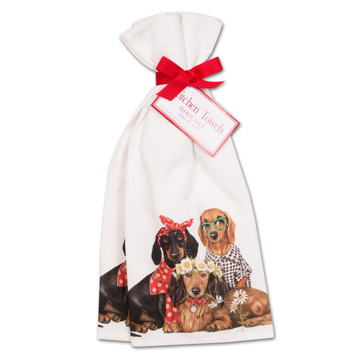 Dachshund Family Cotton Kitchen Towels - Set of 2