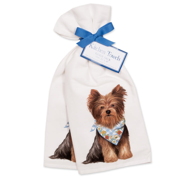 Yorkie Bandana Cotton Kitchen Towels - Set of 2