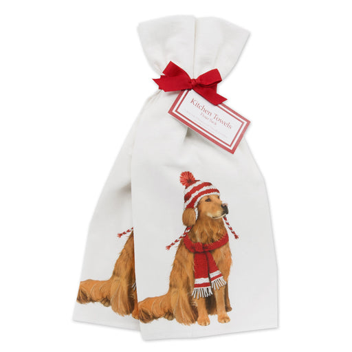 Holiday Golden Retriever Cotton Kitchen Towels - Set of 2