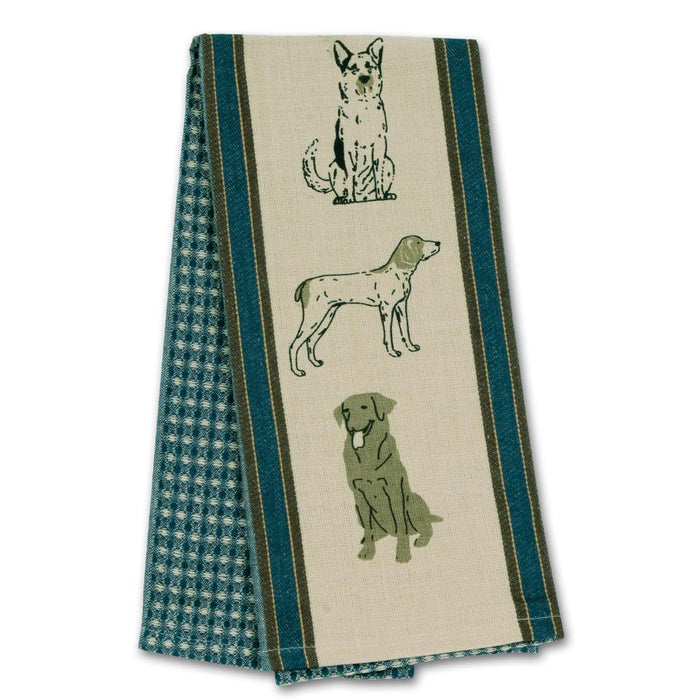Show Dogs Blue Waffle Weave Kitchen Towel