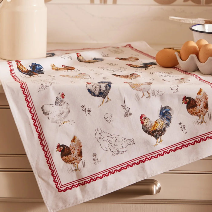 Farmhouse Chickens Cotton Tea Towel