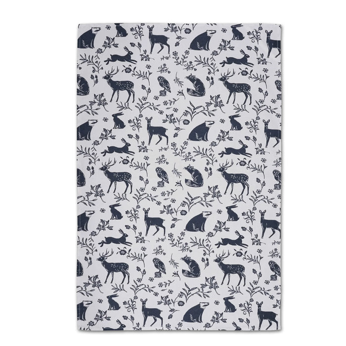 Forest Wildlife Navy Cotton Tea Towels - Set of 2