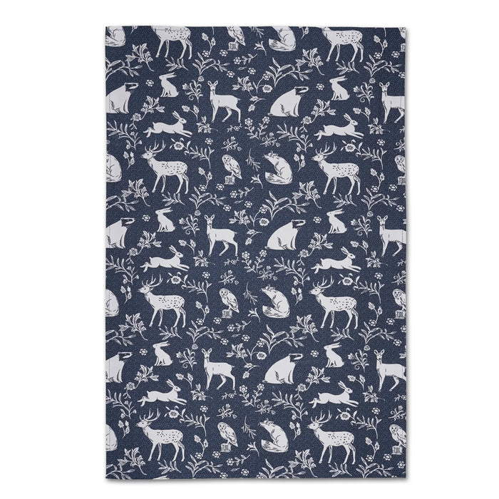 Forest Wildlife Navy Cotton Tea Towels - Set of 2