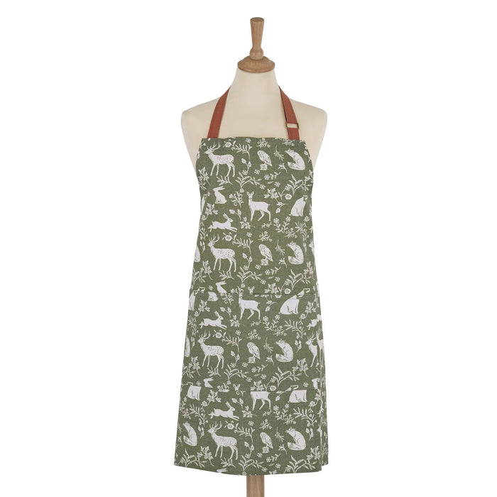 Forest Wildlife Sage Cotton Apron