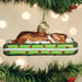 Sleeping Corgi Glass Christmas Ornament