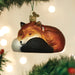 Cozy Red Fox Glass Christmas Ornament