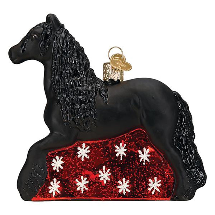 Friesian Horse Glass Christmas Ornament