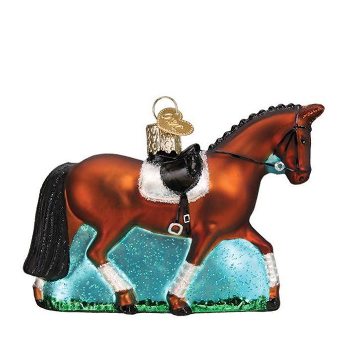 Dressage Horse Glass Christmas Ornament
