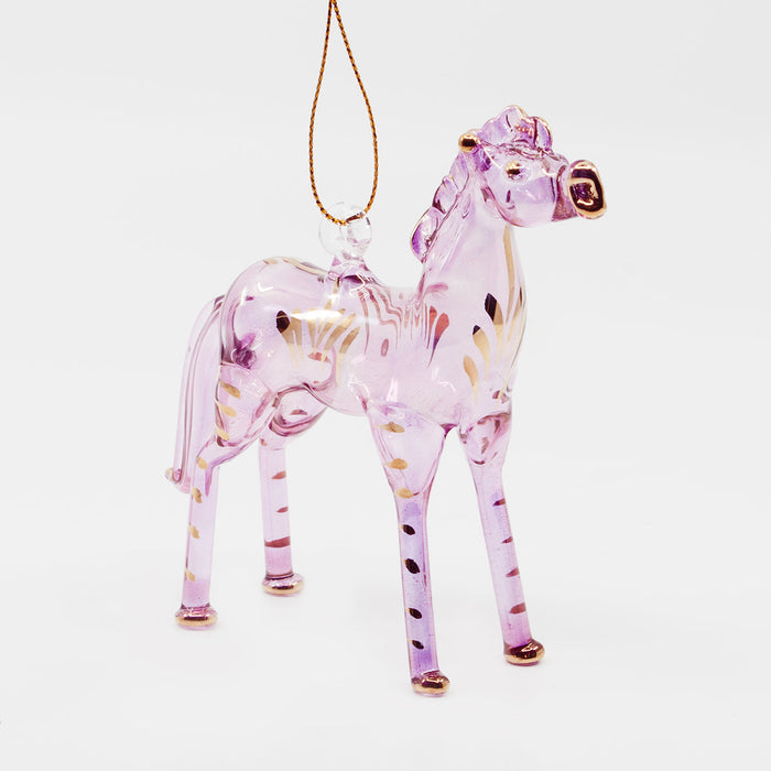 Horse Hand-blown Glass Ornament - Rouge
