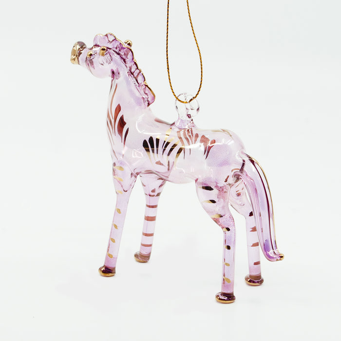 Horse Hand-blown Glass Ornament - Rouge
